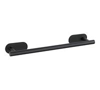 WENKO Barre Porte-Serviettes Turbo-Loc® Orea Black Matte, Fixation sans percer, Longue Barre Porte-Serviettes avec Espace Serviette de Bain ou Serviettes à Main, Acier INOX, Noir Mat, 40x4,5x7cm
