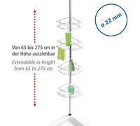 WENKO Barre télescopique Coin douche DOLCEDO Étagère douche 4 tablettes Baignoires