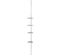 WENKO Barre télescopique Etagère EASY coin douche 4 tablettes Crochet pour ustensiles de bain WC