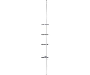 WENKO Barre télescopique Etagère EASY coin douche 4 tablettes Crochet pour ustensiles de bain WC
