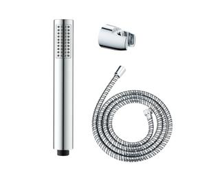 WENKO Basic Line Pomme de Douche Set Baignoire, 3 pièces Flexible de Douche de 150 cm, Support Mural Chromé