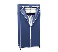 WENKO Blu Armoire en Tissu avec Tringle à vêtements et étagère pour Ranger en Douceur Les Textiles, Structure en métal Solide et Housse en Tissu Non tissé (PP), 75 x 160 x 50 cm, Bleu
