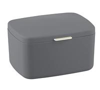 WENKO Boîte avec couvercle Barcelona anthracite - Panier de rangement, panier de salle de bain avec couvercle, absolument incassable, Plastique (TPE), 19.5 x 11 x 16 cm, Anthracite