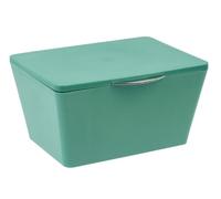 WENKO Boîte avec Couvercle Brasil, Panier de Rangement, Panier de Salle de Bain avec Couvercle, Plastique (Pet), 19 x 10 x 15.5 cm, Vert