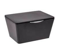 WENKO Boîte avec Couvercle Brasil, Panier de Rangement, Panier de Salle de Bain avec Couvercle, Plastique (Pet), 19 x 10 x 15.5 cm, Noir