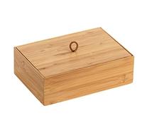 WENKO Boîte avec Couvercle en Bambou Terra L - Boîte de Rangement, Panier de Salle de Bain Capacité: 1.72 l, Bambou, 22 x 7 x 15 cm, Naturel