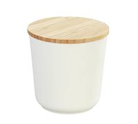 WENKO Boîte de conservation Plaia 500 ml, boîte à provisions couleur crème, couvercle en bambou, joint en silicone, fermeture hermétique, boîte lavable au lave-vaisselle, sans BPA, Ø 10,5 x 10,5 cm