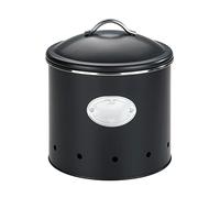 WENKO Boîte de Rangement Nero avec Trous, 4 litres, perméable à l'air pour Une Circulation d'air optimale, en métal Verni, Ø 18,7 x 21 cm, Noire