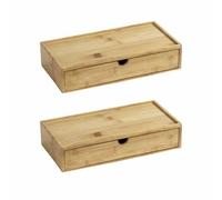 WENKO Boîte de rangement Salle de Bain avec tiroir en bambou Terra, Lot de 2
