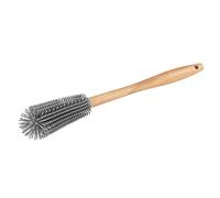 WENKO Brosse de lavage en silicone avec tête souple Hollie, brosse à bouteilles hygiénique avec tête de brosse souple lavable en lave-vaisselle, manche amovible en bois de hêtre, Ø 4,5 x 30 cm