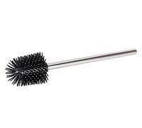 WENKO Brosse de Silicone avec Manche Acier INOX Ø 8,5 cm - Brosse de Toilette avec tête de Rechange en Silicone, Acier Inoxydable, 8.5 x 35 x 8.5 cm, Brillant