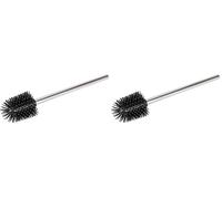 WENKO Brosse de Silicone avec Manche Acier INOX - Brosse de Toilette avec tête de Rechange en Silicone, Acier Inoxydable, 7.5 x 35 x 7.5 cm, Brillant (Lot de 2)