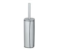 WENKO Brosse WC Alassio Fermée, Design Élégant Avec Tête Remplaçable Ø 8,5 cm, Acier, 9,3x39,2x9,3 cm, Argent Brillant