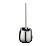 WENKO Brosse WC Badi chromé céramique Porte-brosse WC avec soies en silicone et brosse pour rebords Chromé