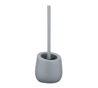WENKO Brosse WC Badi gris céramique Porte-brosse WC avec soies en silicone et brosse pour rebords Gris