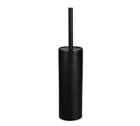 WENKO Brosse WC Céramique à Poser Casoli | Porte-Brosse Avec Tête en Silicone Anti-Adhésive (Ø 7,5) | Couvercle Flexible en Plastique | Ø 9,1 x 40 cm | Noir Intemporel