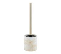 WENKO WC-Porte brosse Mod. Odos | Accessoires WC design en polyresine avec brosse WC blanche et or | Porte-brosse WC élégant en marbre | Dimensions Ø 7,5 x 37 cm | Noir et blanc
