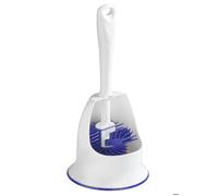 WENKO Brosse WC pour un nettoyage en profondeur| Brosse à Poils Antiadhérents | Bordure pour les Bords | Gris | 13,5x41,8x13,5 cm