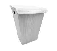 WENKO Buri Tonne à Linge avec Sac et Couvercle Blanc 55 L Bambou 45x60x33 cm