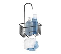 WENKO Caddie de douche Mod. Milito organiseur salle de bains suspendu en acier inoxydable noir élégant rangement pratique 18 x 28,5 x 13 cm