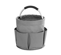 WENKO Caddy de nettoyage E2X Anthracite | Organisateur de ménage pliable pour maison et jardin | Panier de rangement polyester 600D | Ø 28 x H 26,5 cm | Couleur gris anthracite