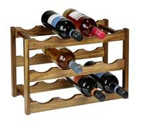 WENKO Casier à vin modèle Fondi en Bois d'acacia Massif pour 12 Bouteilles sur 3 Niveaux, Finition de qualité, Design Rustique, Dimensions 42 x 28 x 21 cm, Marron