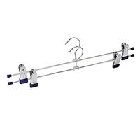 WENKO Cintres à Pinces Snap 40 - Set de 2 cintres pour vêtements, Clips coulissants, Métal chromé, 40 x 10.5 x 2.5 cm, Argent Brillant