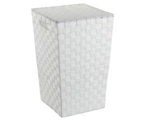 WENKO Coffre à linge ADRIA Panier Collecteur Boîte Tonneau 48L Couvercle Blanc Trieur Salle de bain WC