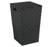 WENKO Coffre à linge ADRIA Panier Collecteur Boîte Tonneau 48L Couvercle noir Trieur Salle de bain