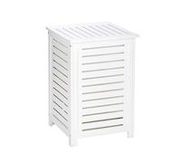 Wenko Coffre à linge OSLO Bois 65 L avec sac collecteur Blanc