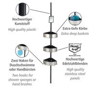 WENKO Coin douche télescopique 70-260 cm Étagère de salle de bain Tablettes WC Big en inox, Black
