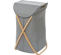 WENKO Collecteur de linge Bahari 79 L Corbeille en bambou Sac pliable Couvercle