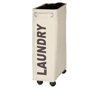 WENKO Collecteur de linge Corbeille trieur 43 L CORNO beige Sac Salle de bain WC Rouleaux Chariot