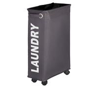WENKO Collecteur de linge Corbeille trieur 43 L CORNO gris Sac Salle de bain WC Rouleaux Chariot