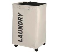 WENKO Collecteur de linge Corbeille trieur Organisateur salle de bain 79 L Sac coffre Quadro Beige