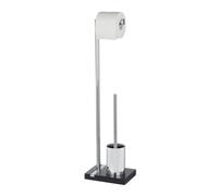 WENKO Combiné WC Noble Noir - Porte-Brosse WC, Acier, 20 x 74 x 15 cm, Chromé