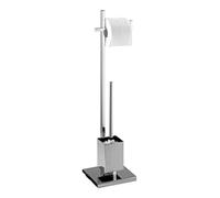 WENKO Combiné WC Quadro - Porte-brosse WC, tube carré, Acier, 23.5 x 72.5 x 18.5 cm, Chromé