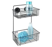 WENKO Corbeille de salle de bain Étagère Tablettes murales Douche sans percer BARI 2 étages Accessoires
