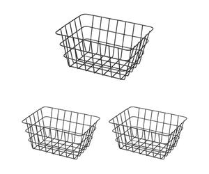 Wenko Corbeille Viana Noir mat, Panier de rangement tendance pour la salle de bain, le WC d'invités et l'ensemble de la maison 24371100 18 x 25 x 12 cm (Lot de 3)