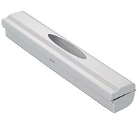 WENKO Coupe-Film Perfect-Cutter, dévidoir Pratique pour Film Alimentaire et Papier Aluminium, Distributeur de Film Plastique, 38 x 5,2 x 6,7 cm, Gris Clair