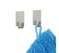 WENKO Crochet carré Strip-it® mat set de 2 acier inox - set de 2, Acier inoxydable, 1.9 x 3.4 x 1.5 cm, Mat