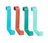 WENKO Crochet de porte lot de 4 - Tringle de porte 4 crochets, Acier, 7.6 x 1.2 x 6 cm, Assorti