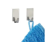 WENKO Crochet rectangle set de 4, acier inox - set de 4, Acier inoxydable, 1.9 x 3.4 x 1.5 cm, Brillant
