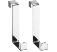 WENKO Crochets de porte acier inoxydable set de 6 acier inox - set de 6, feuillures de porte de 4 cm max, Acier inoxydable, 7.6 x 1.2 x 6 cm, Brillant (Lot de 2)