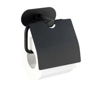 Wenko - Dérouleur papier WC avec couvercle Orea en acier inox - Noir