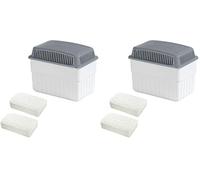WENKO Déshumidificateur avec 2 blocs de granulés de 1 kg, peut contenir jusqu'à 1,4 l d'humidité, testé en laboratoire, rechargeable, réduit les moisissures et les odeurs, 24 x 16 x 15 cm, blanc/gris