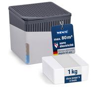 WENKO Déshumidificateur Cube 1000 g, pour pièces jusqu’à 80 m³, elimine l'humidité, anti moississure, sans électricité, silencieux, rechargeable, gris