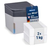 WENKO Déshumidificateur Cube 1000 g & Recharge, pour pièces Jusqu’à 80 m³, elimine l'humidité, Anti moississure, sans électricité, Silencieux, Rechargeable, Gris
