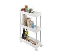 Wenko Chariot de cuisine Mino by Maximex étroit 3 étagères aluminium 18x80x45 cm blanc/argent