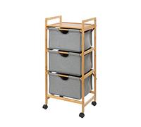 WENKO Desserte Bahari à 3 tiroirs - Porte-Serviettes, Porte-vêtements, Bambou, 44 x 96 x 34 cm, Marron
